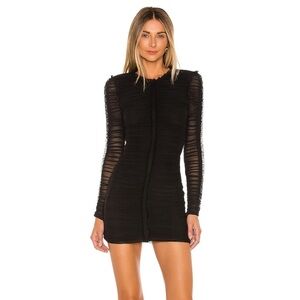 NBD REVOLVE Ruched Long Sleeve Mesh Cocktail Formal Mini Black Dress - x large